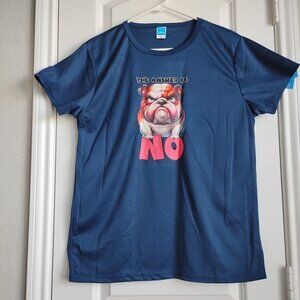 "THE ANSWER IS NO" Handmade Funny Bulldog Moisture Wicking UNISEX T-Shirt Small